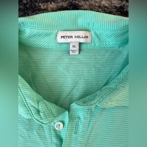 Peter Millar Aqua Striped Button Down Shirt Sz XL